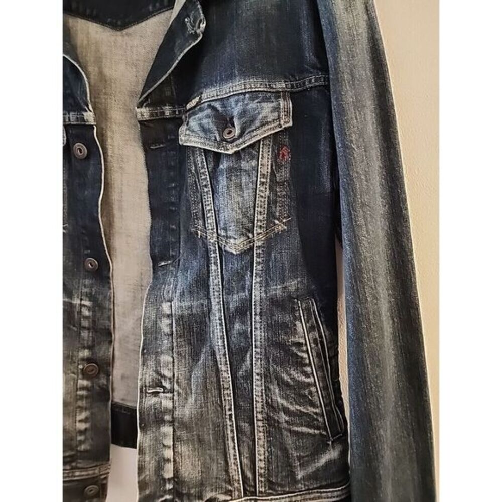 Vintage replay wv830 denim womens jacket Distressed sz Large Made In Italy Asolo - Picture 4 of 15